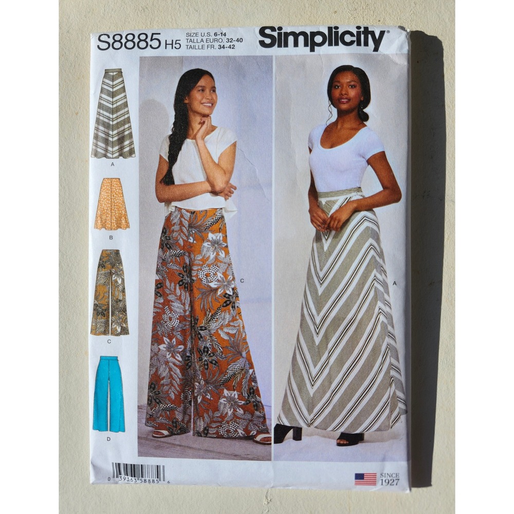 Simplicity S8885 Sewing Pattern Misses Skirts Wide Leg Pants Size 6-14 H5 UNCUT